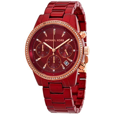 michael kors red watch women.